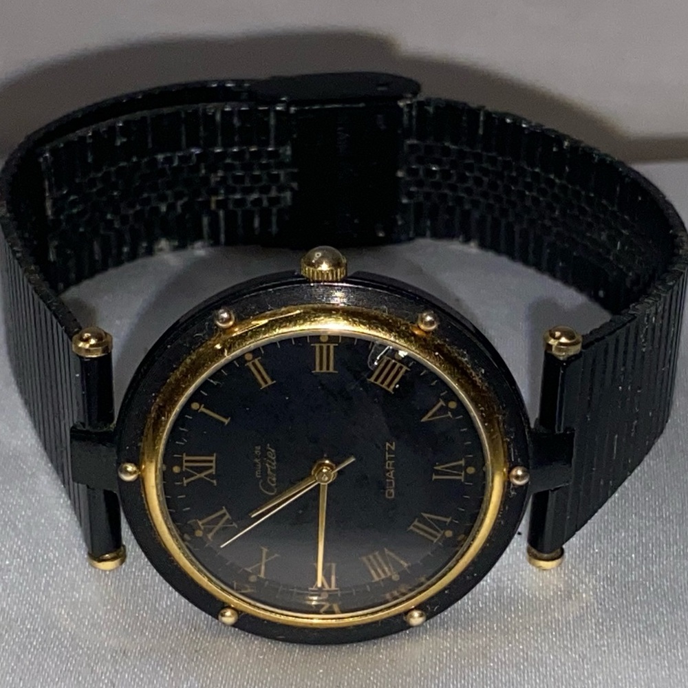 Cartier Black and Gold Ladies' Quartz Watch